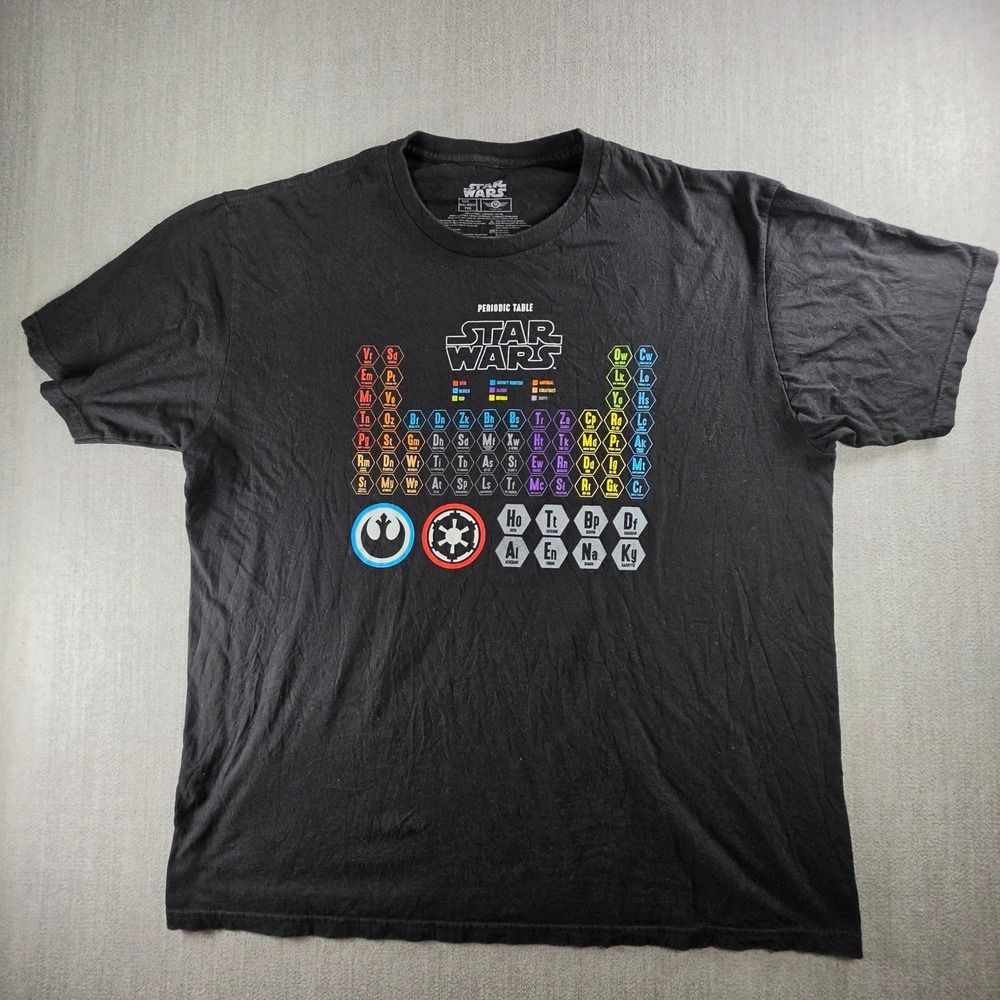 Star Wars T-Shirt Mens XXL Black Periodic Table Graphic Mad Engine Tee